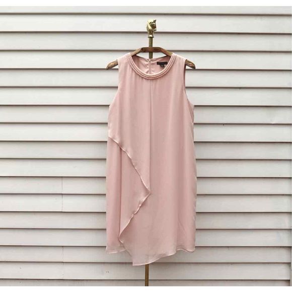 Covington Dresses Covington Blush Pink Pearl Draped Formal Aline